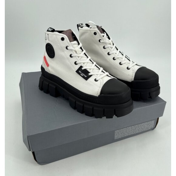 Palladium Womens Revolt Hi TX Sneakers Size 9 White Black Ankle Boot - Picture 1 of 13
